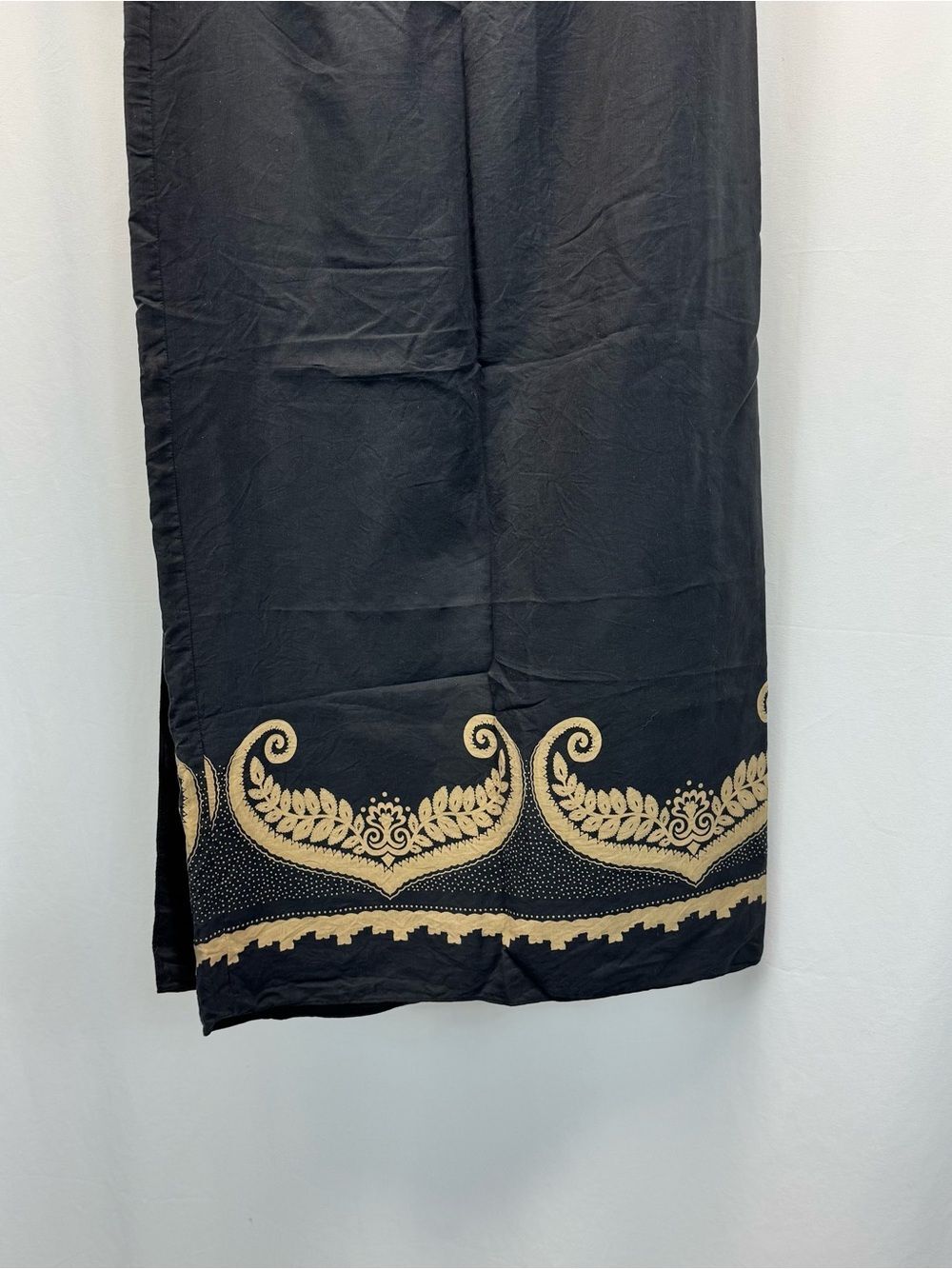 Black Maxi Wrap Silk Skirt 28" S Boho Vtg Romantic Dark Academia Preppy - Picture 6 of 7